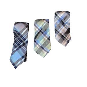 Calvin Klein Ties Lot of 3 Mens One Size Silk Blue Gray Green Geometric Print